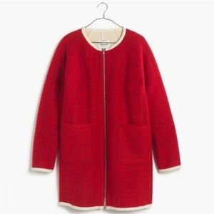 Madewell Sherpa Lined Collarless Wool Cocoon Coat